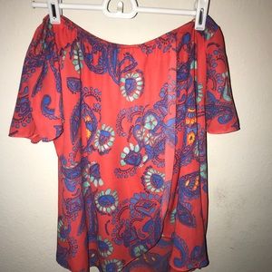 Off the shoulder flowery blouse